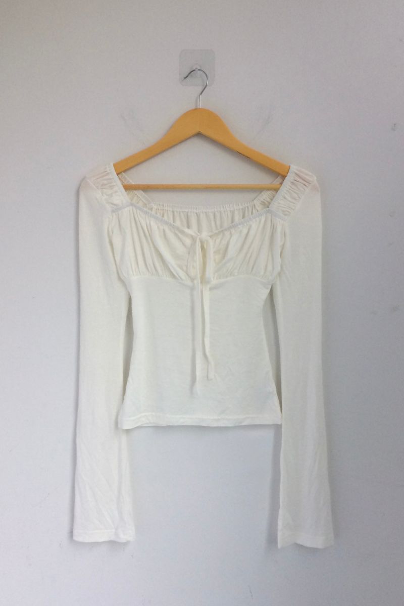 Slim Fit Ribbon Shirring Top