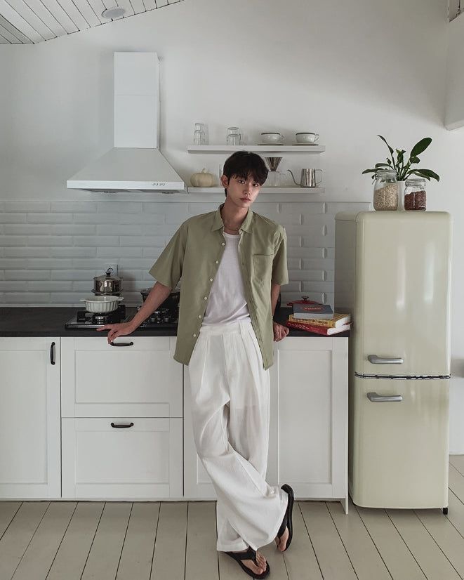 Wrap Snap Hidden Button Wide Slacks