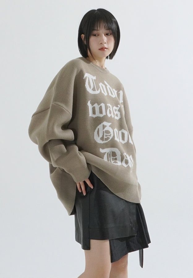 Lettering oversize heavy knit
