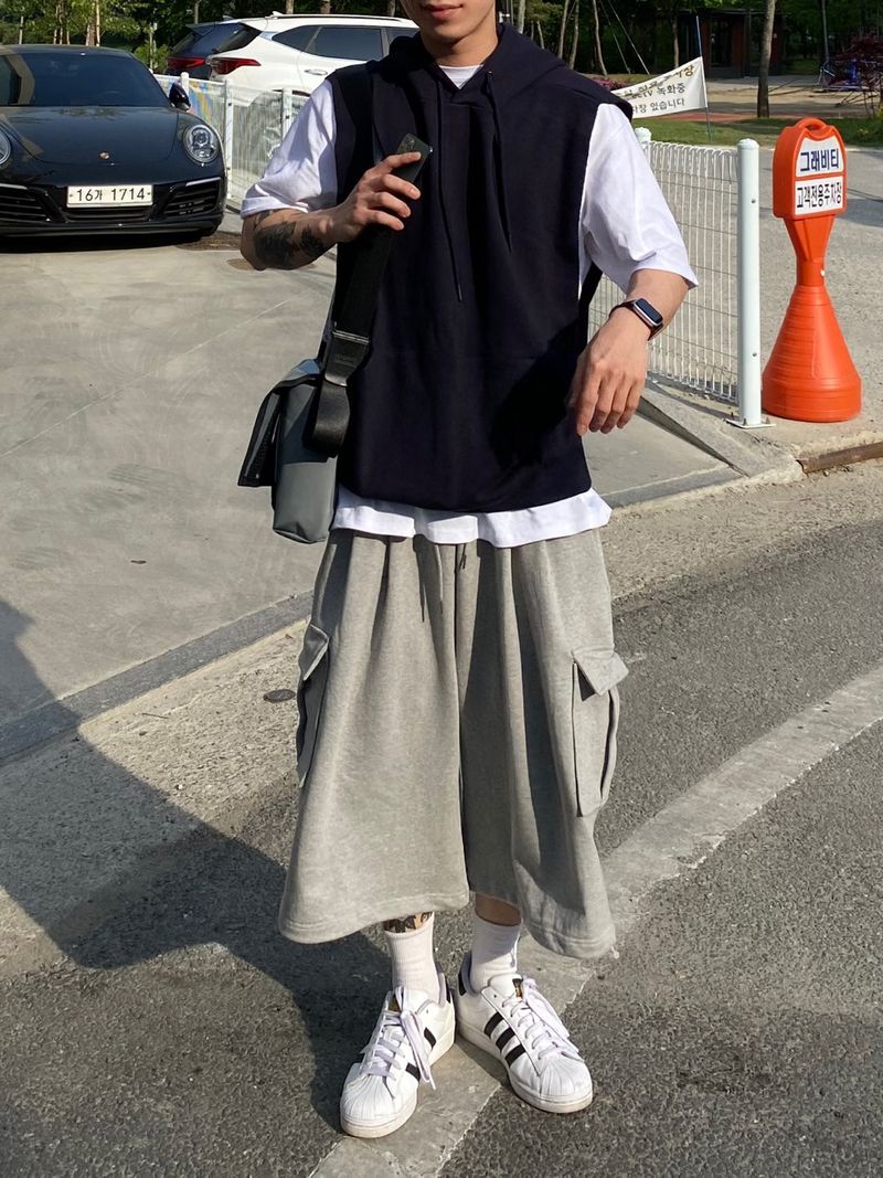 Terry Cargo Sweat String Half Pants 3C