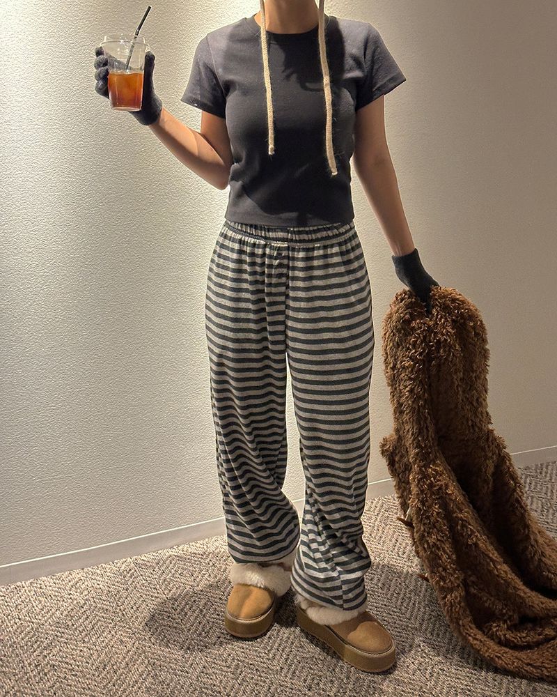 Button Stripe Jogger & Wide Pants