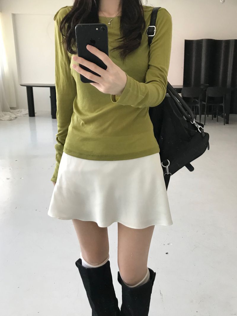 satin flare mini skirt (3 colors)
