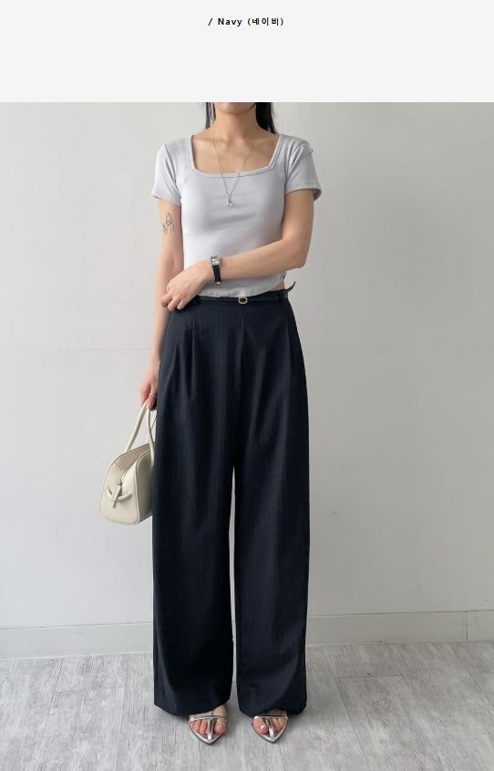 INCHANT ME（インチャントミー）の「Eiffel Stripe Banding Wide Slacks（Pants）」