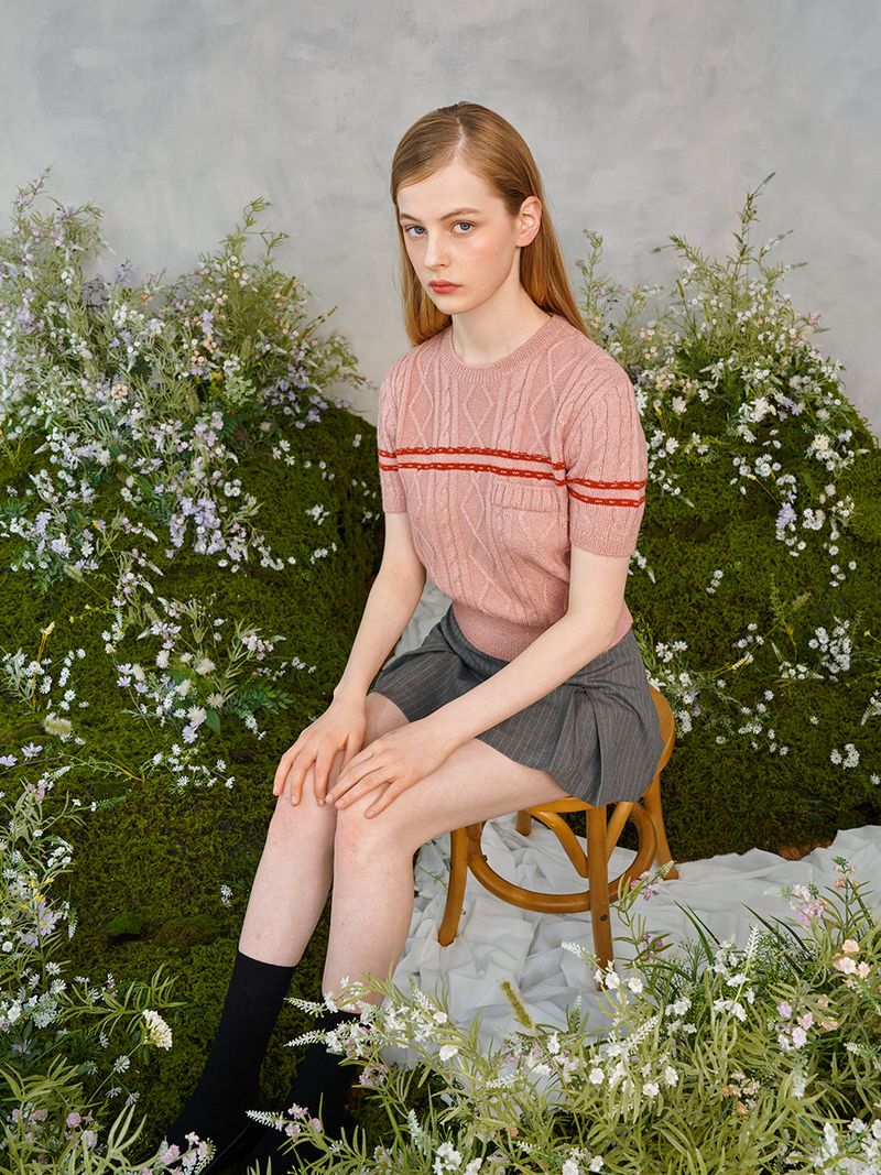 Color Line Twisted Knit (Pink)