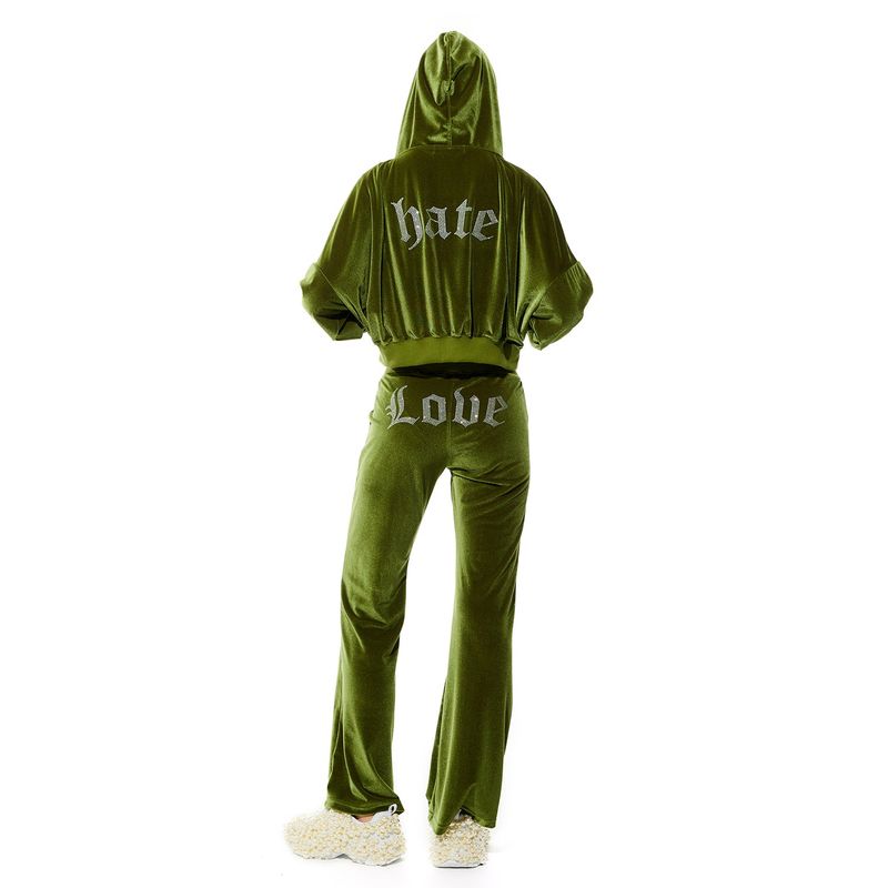 0 3 LOVE Velvet string pants - KHAKI