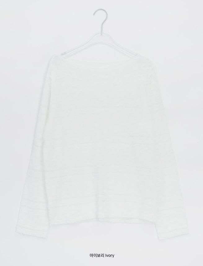 Libya Loose-Fit Boat Neck See-Through Knit
