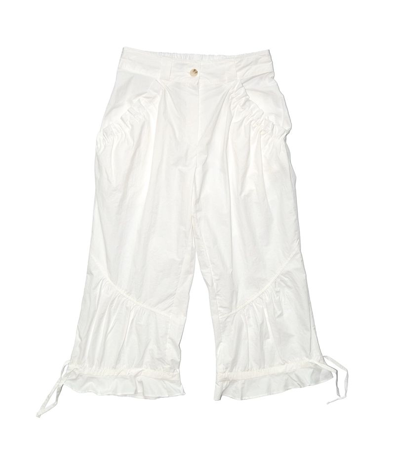 Capri Nylon Shirring Pants Ivory