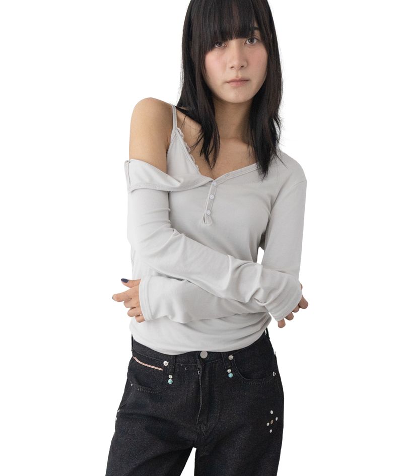 (Set) Mina V-Neck Layered T-Shirt