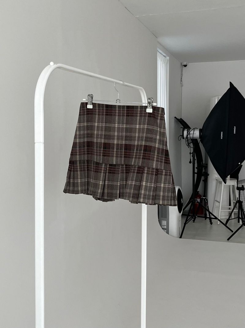 Top checkered pleats skirt (one color)