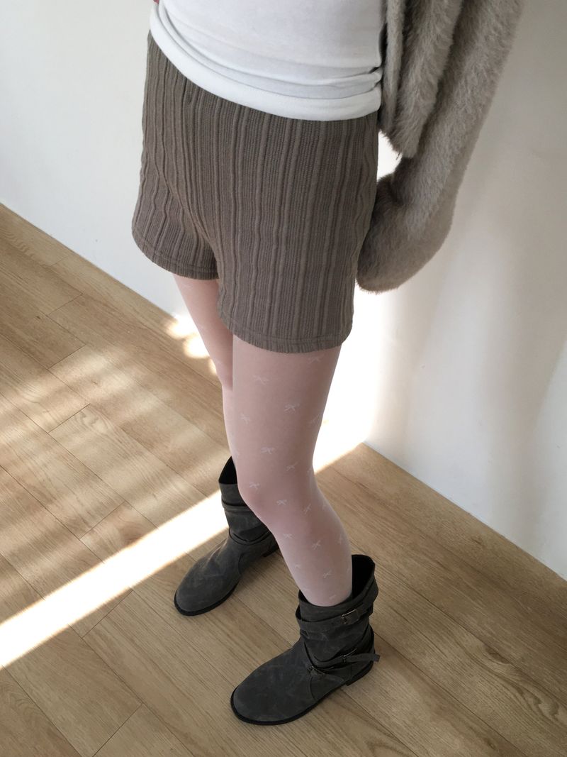 [Brushed lining] syoota ribbed short knit pants