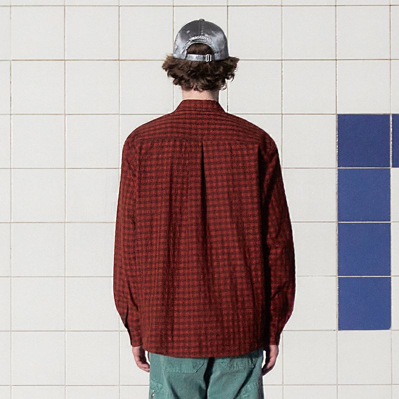 POCKET GINGHAM CHECK SHIRT / RED