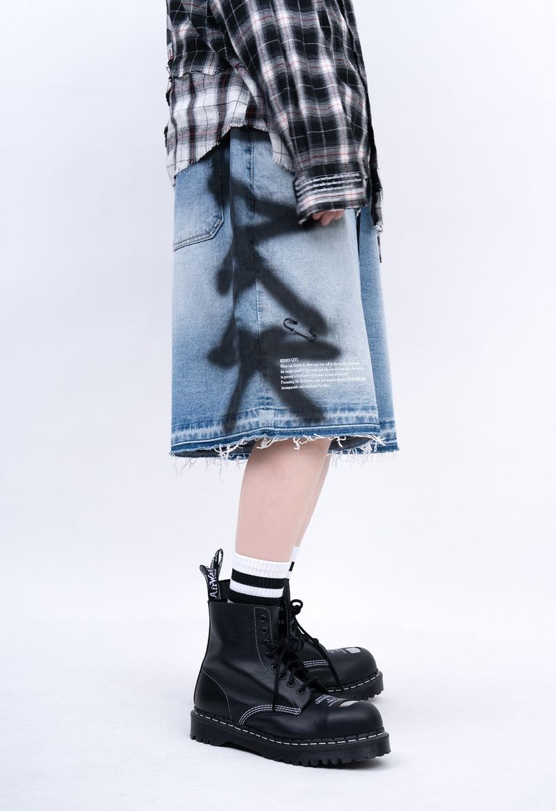 BBD Side Sprayed Custom Denim Shorts (Blue)