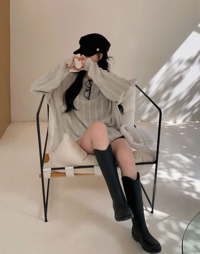[Bellide made] Caramel Loose Fit Long Round Knitwear