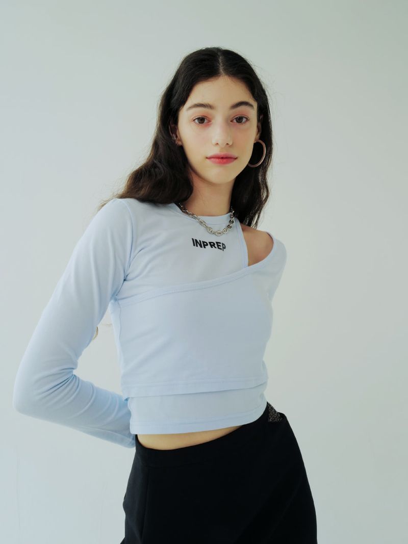 INPREP(インプレップ)の「DOUBLE LAYERED LONG SLEEVE T-SHIRT (SEAFOAM)(Tops)」