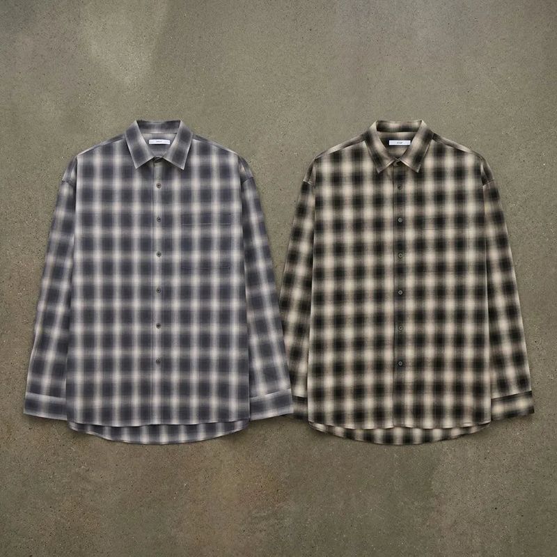 Ombre Plaid Drop-Shoulder Shirt