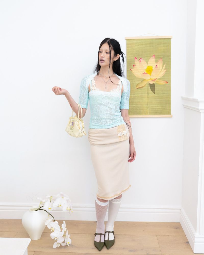 [香] Belle Lace Midi Skirt (3-way) (Beige)