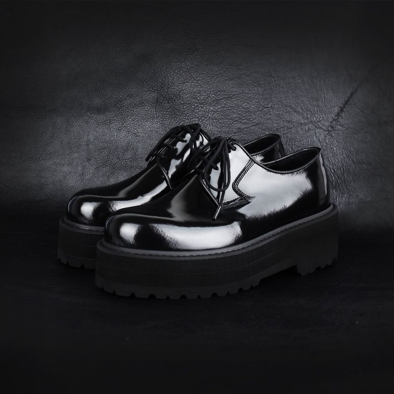 DAVID STONE HIGH-SOLE DERBY SHOES  new vibram commando sole