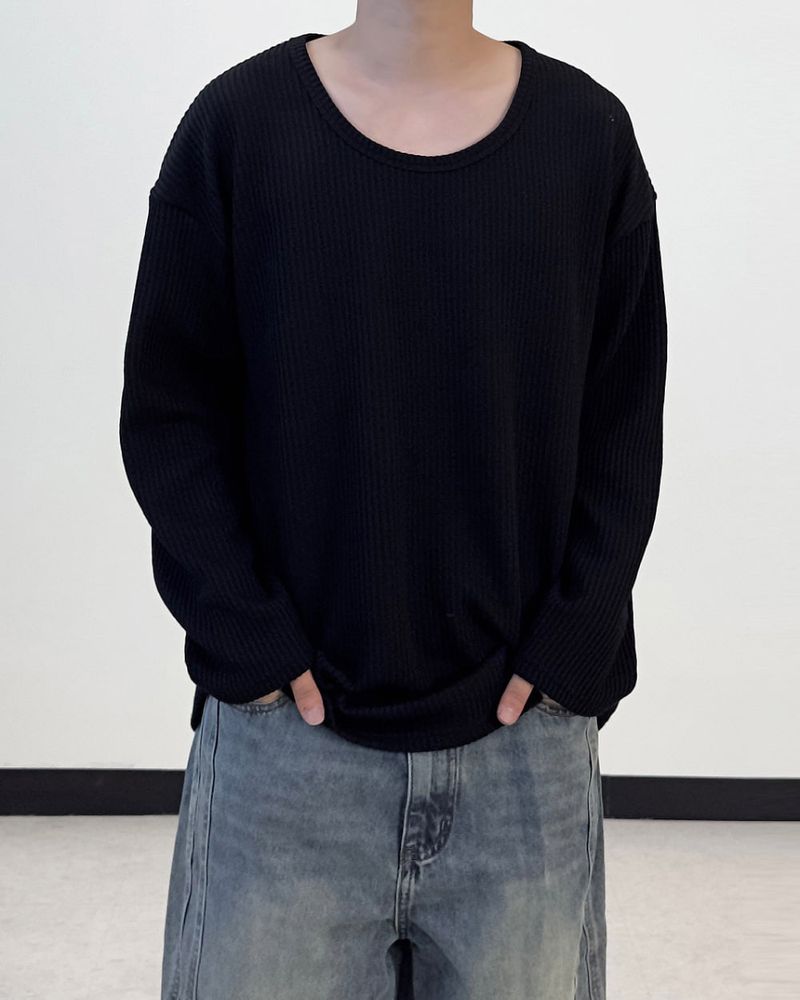 Hug Oversized Ribbed U-Neck Knit