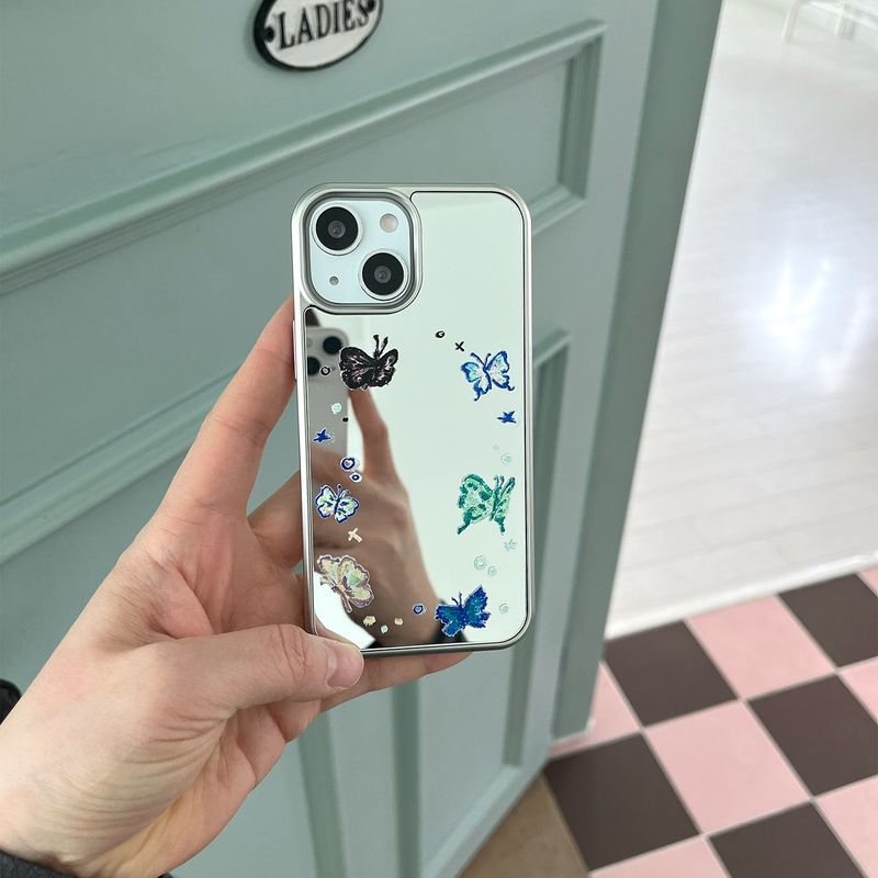[MADE][Mirror Silver Bumper Case] Butterfly Drawing Mirror Case