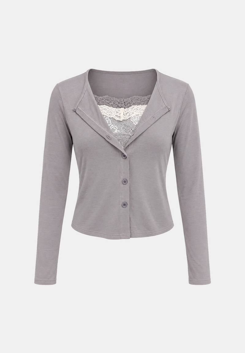Claire Lace-Layered Cardigan Set