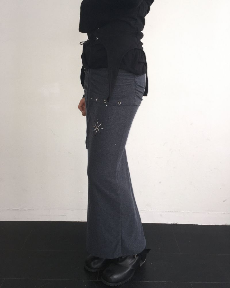Layered stud long skirt