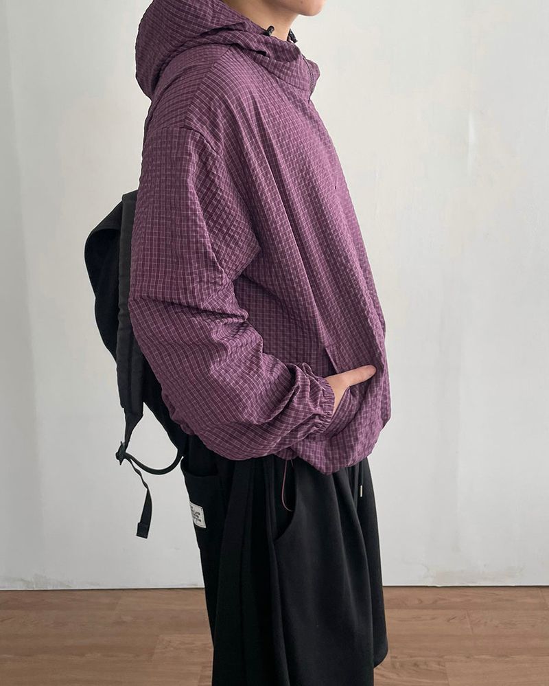 Burnt Check Hood Windbreaker