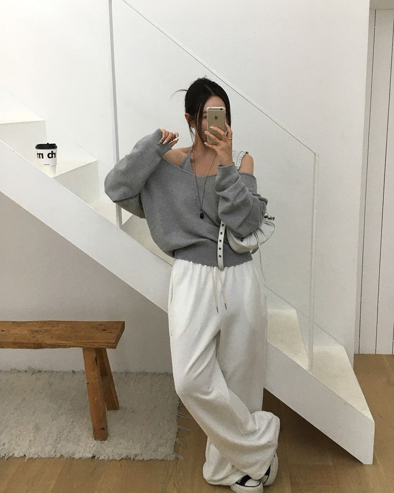 V-Neck Knit & Tank Top Set