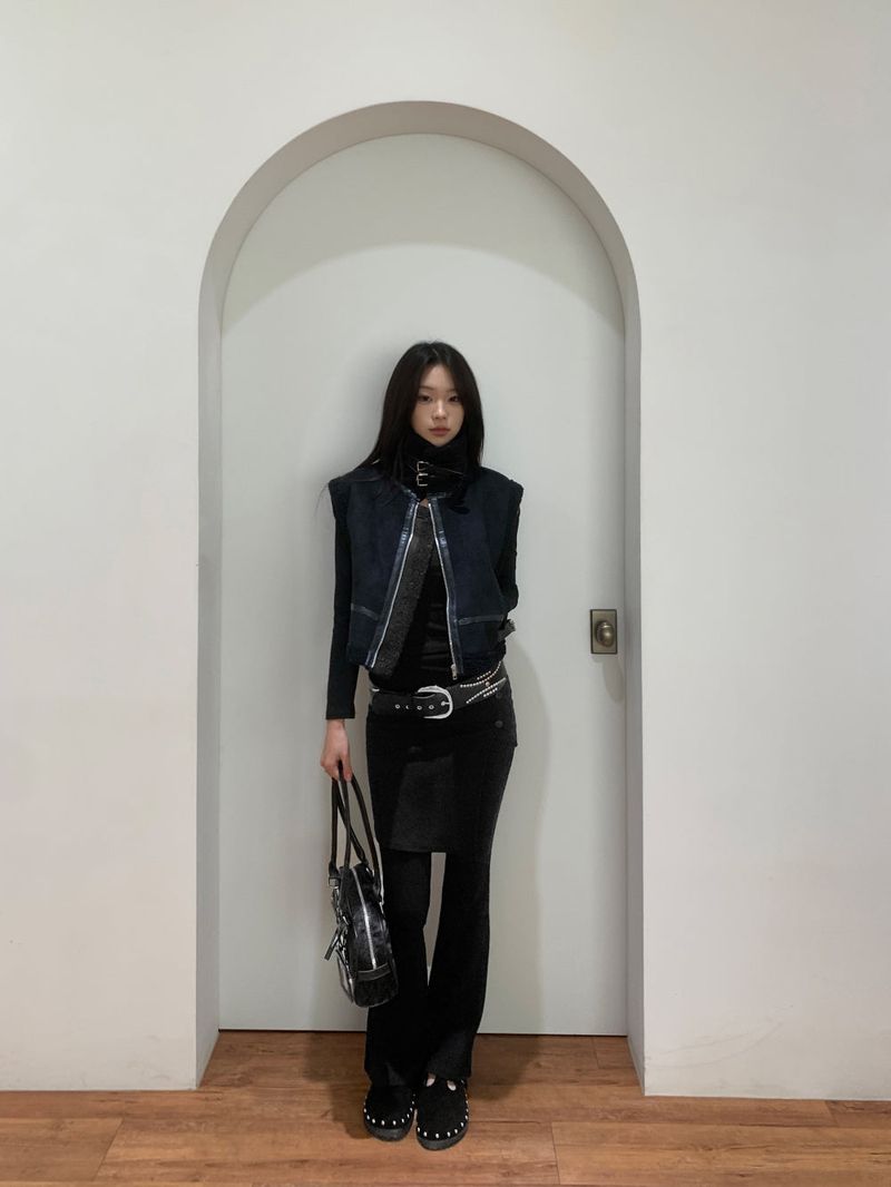 Sway Unbalanced Wrap Button Ribbed Bootcut Pants