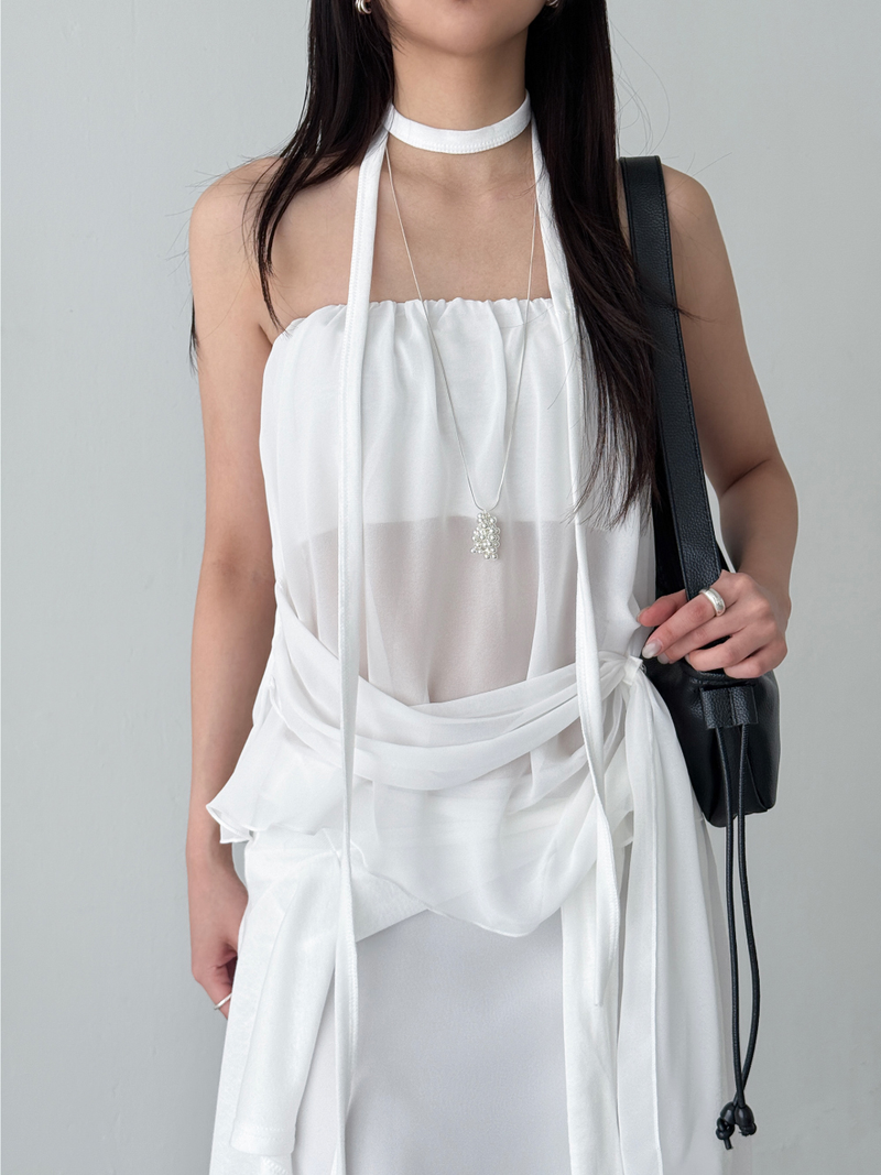 シフォンバンディングチューブトップス (3color)