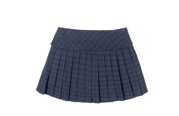 Chete Knot Check Pleats Mini Skirt