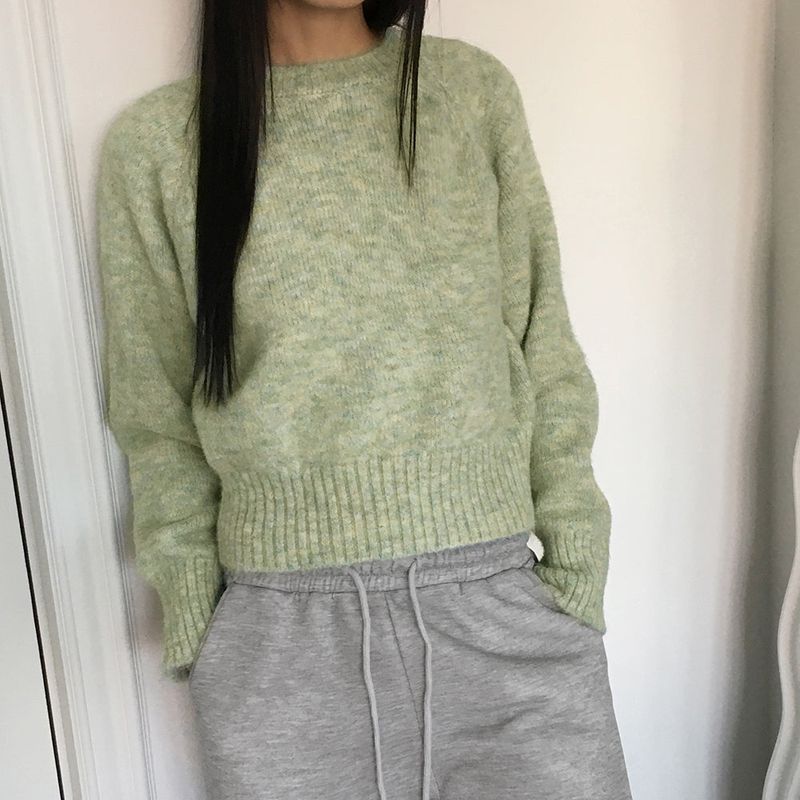 Adieu pastel gradation mix round long sleeve knit