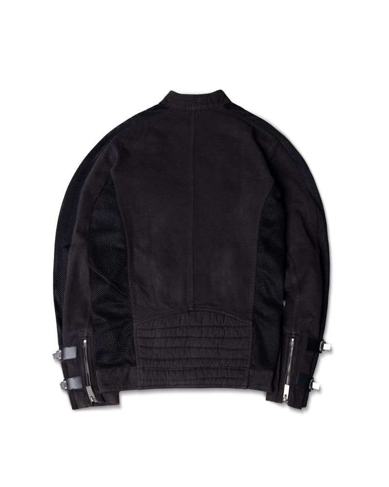 MULTI BUCKLE WASHED DENIM JACKET