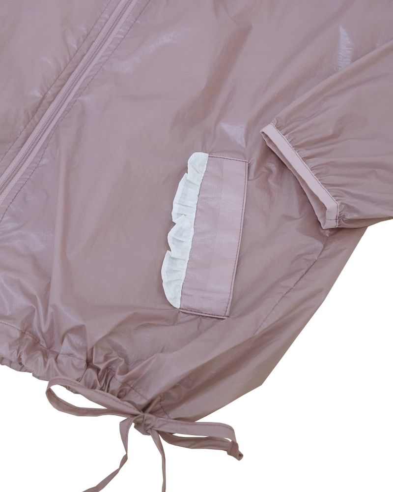 Sheer ruffle jacket / glossy pink