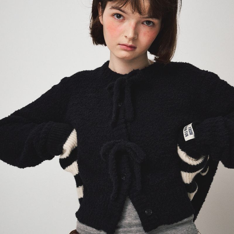 FUN FROM FUN(ファンフロムファン)の「FLUFFY KNIT CARDIGAN, BLACK(Tops)」