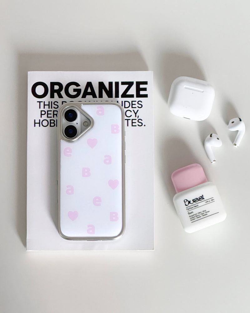 NEW LOGO White Pink Silver Epoxy Case