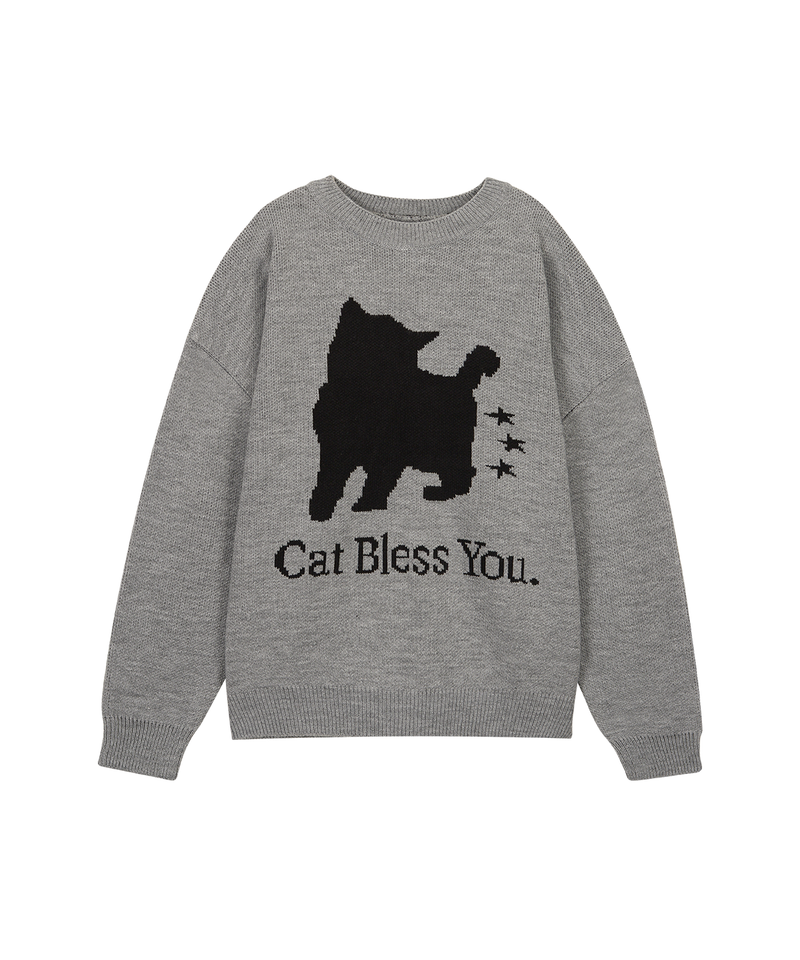 ITZAVIBE（イッザバイブ）の「NO COLOR STAR CAT KNIT - GRAY（Tops）」