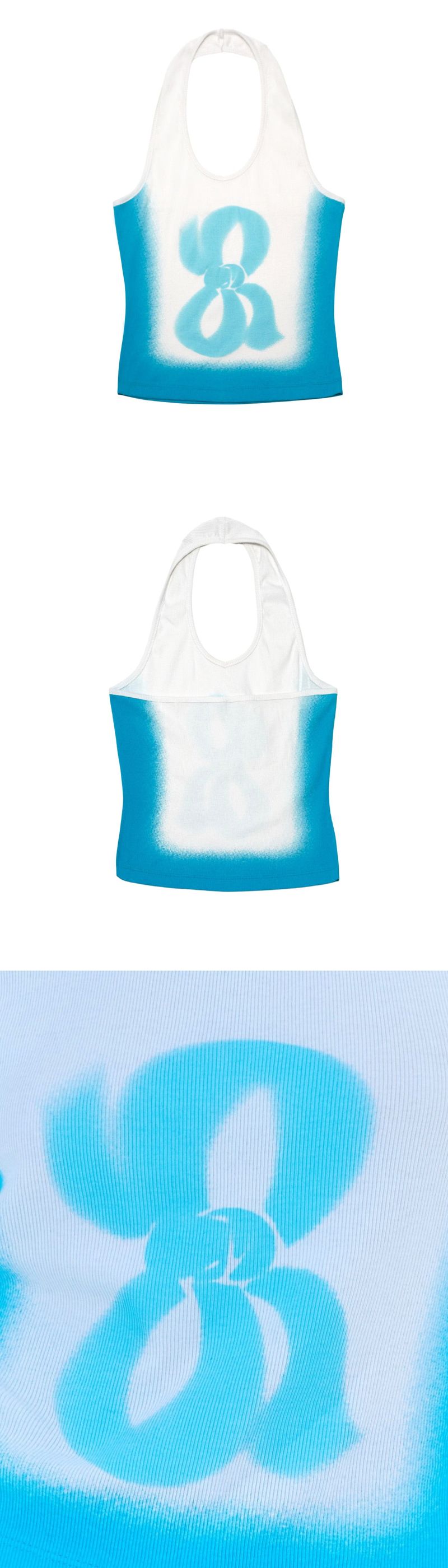 Halter printing top_white sky
