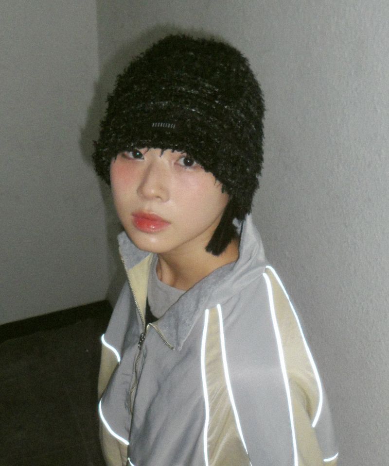 KOOKEESEE（クキシ）の「Hairy Knit Beanie Hat (Black)（Hats）」
