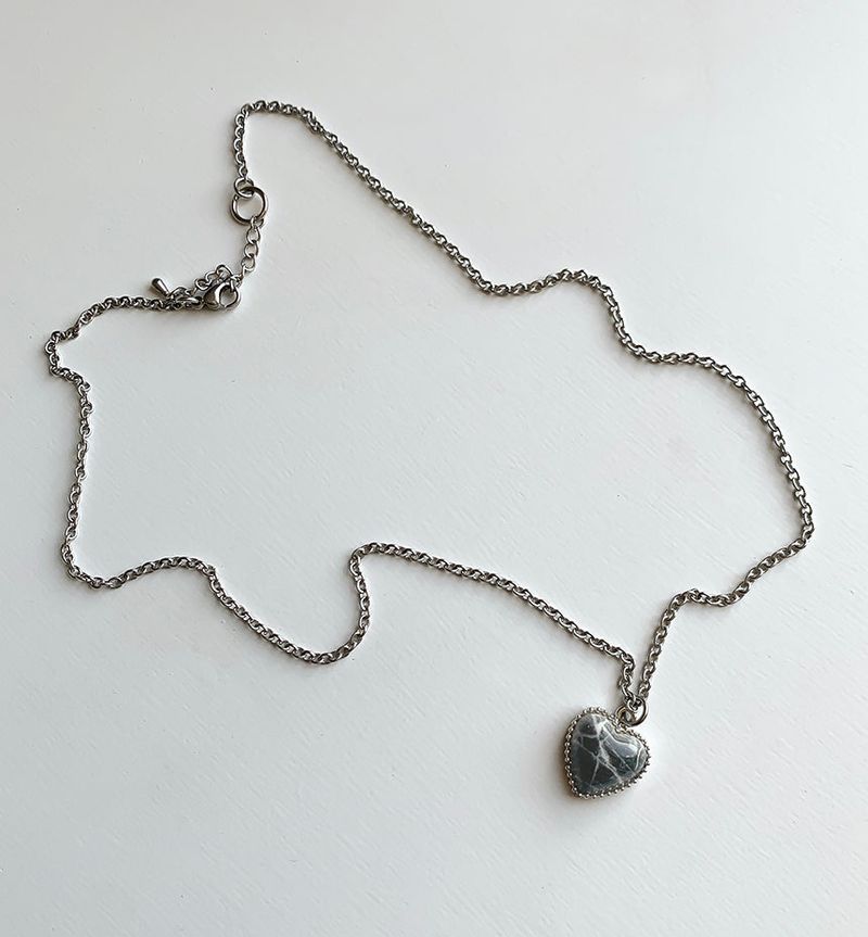Gray marble heart necklace