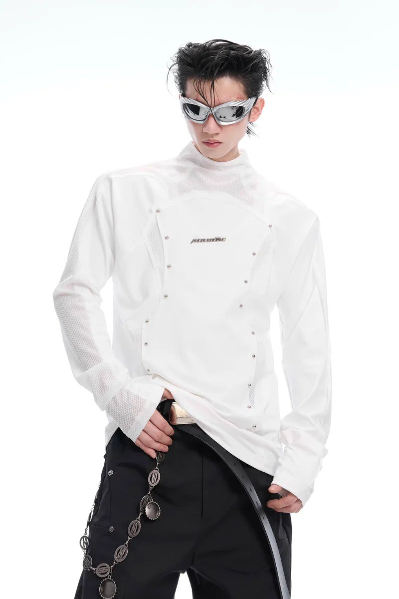 Argue Cultureの「Deconstructed Mesh Panel Studded Turtleneck Tee(Tops)」