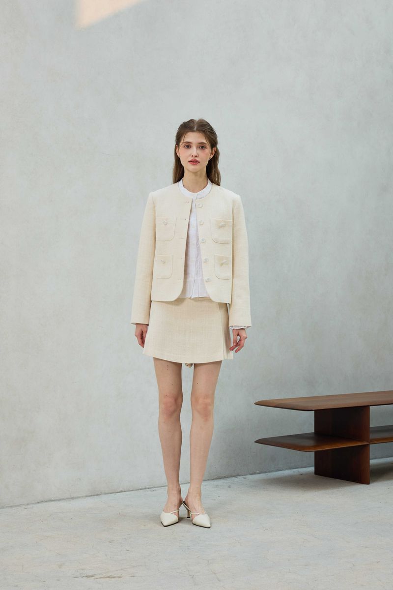 CHERISH TWEED SKIRT PANTS / WHITE