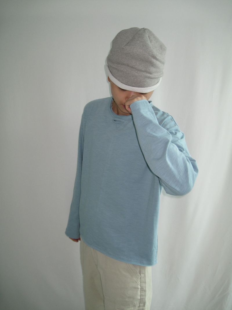 Vintage Slub Loop Henley Neck Long Sleeve T-Shirt(3c)