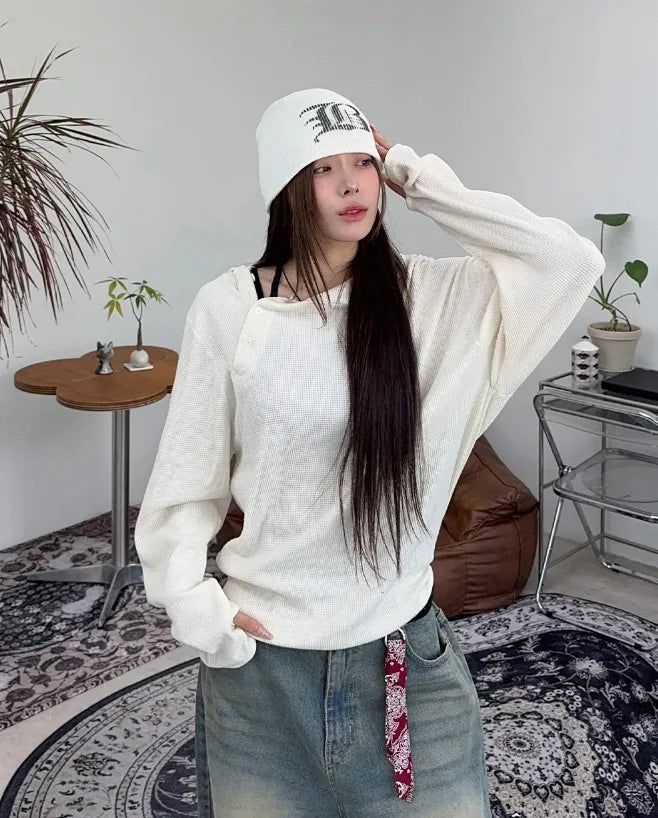 SATIIIZ（サティーズ）の「Niello Waffle Button Hood（Tops）」