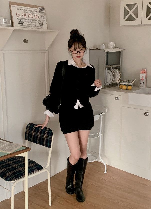 Slit Layered Knit Skirt Pants (2color)