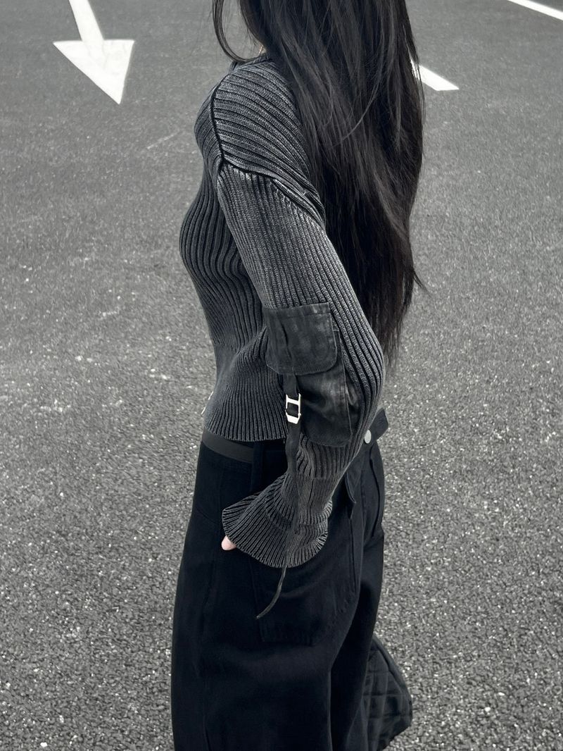 Y2K Back Point X Strap Bijo Wide Loose Fit Denim Long Pants (Black)