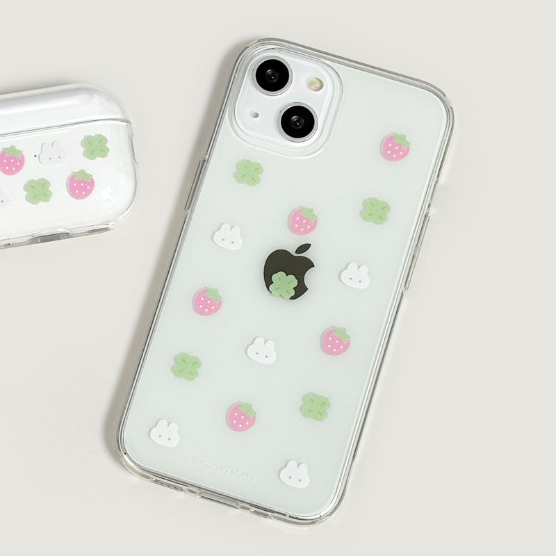 [Gel-hard] Clover Rabbit Strawberry Phone case (only case)