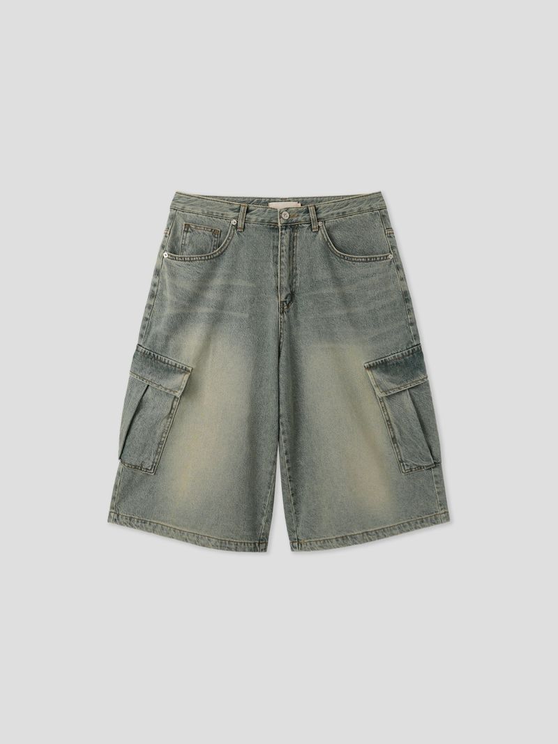 Fairy half cargo denim pants