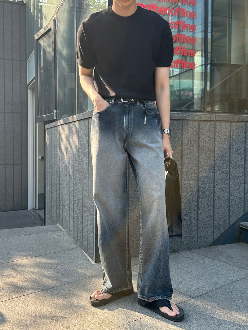 Ravo Wide Brush Denim Pants (2 colors)