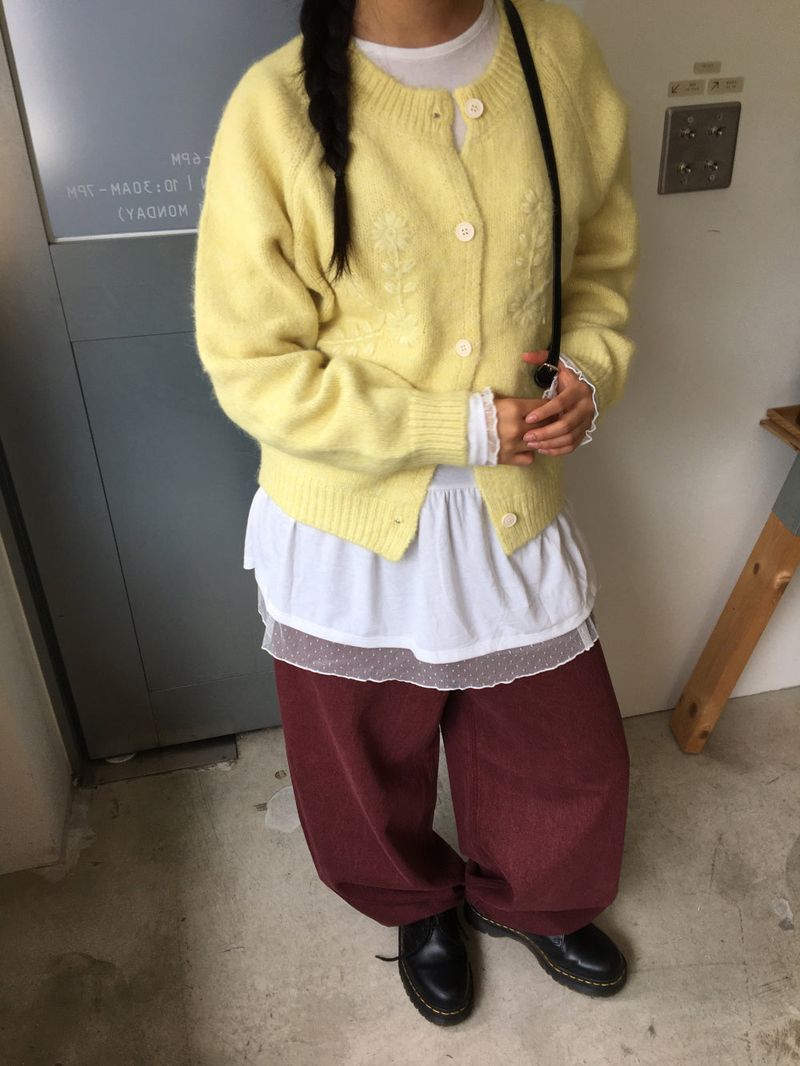 フラッフィーアップリケカーディガン (3color)