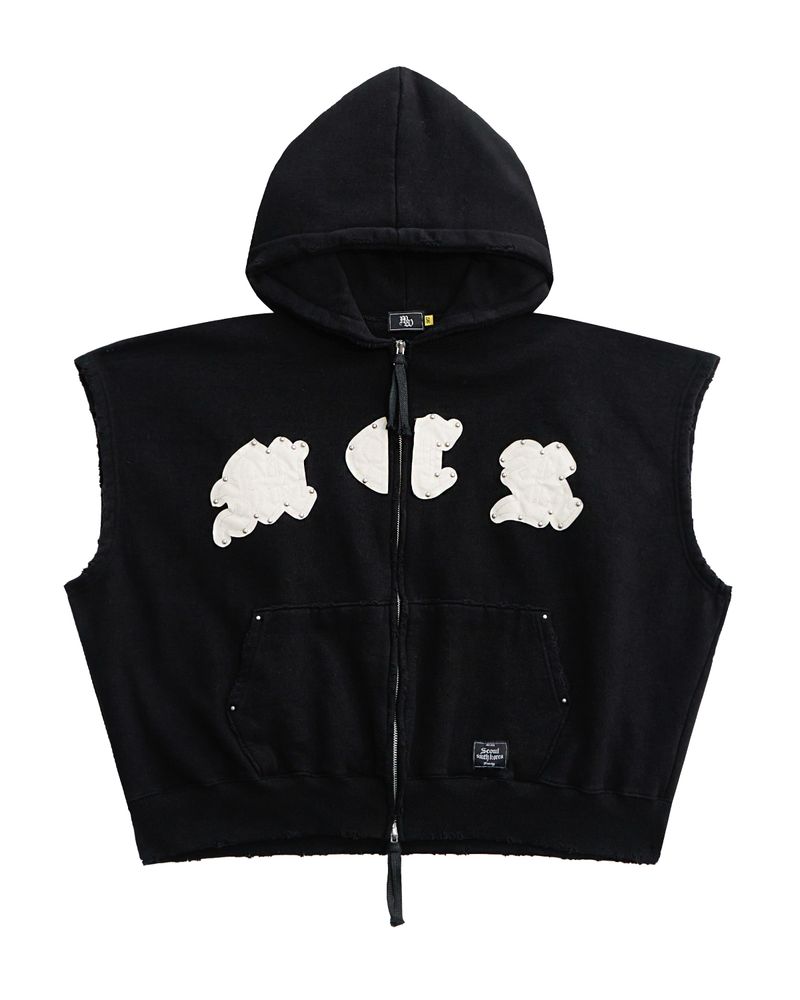 M.C.R. code stud zip-up vest HD BK